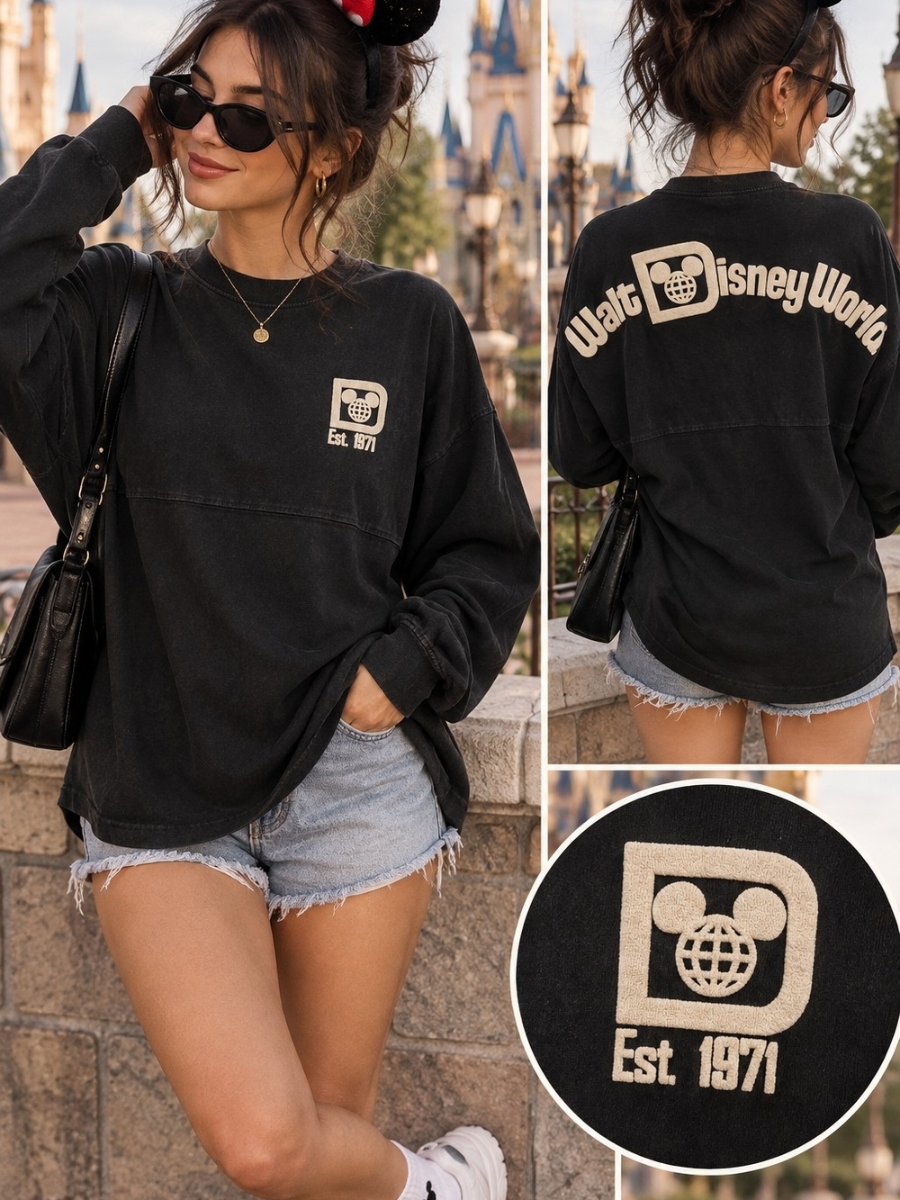 Disney Parks Spirit Jersey Walt Disney World Est 1971 Black Retro Logo